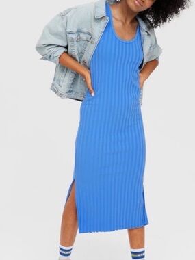 ✨ Aerie OFFLINE Blue Ribbed Tank Midi Dress Size XS